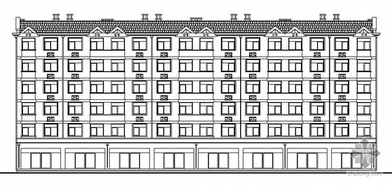 坡屋顶客厅装修效果图资料下载-某六层坡屋顶住宅楼建筑方案图