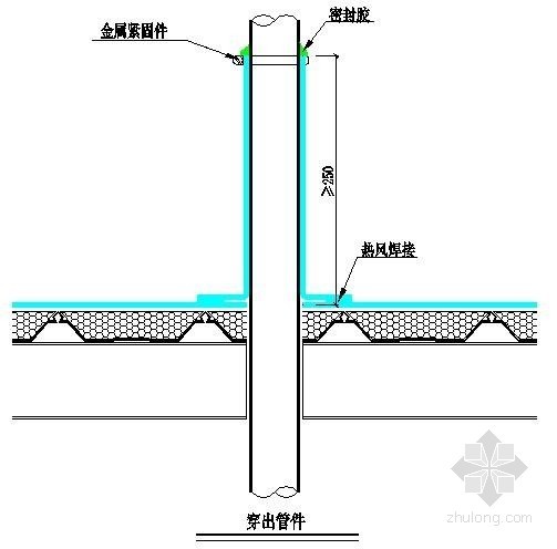 给排水防水套管资料下载-屋面穿出套管防水做法详图