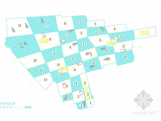 大型深基坑基坑开挖支护工况图及平面布置图-第一层开挖平面图 