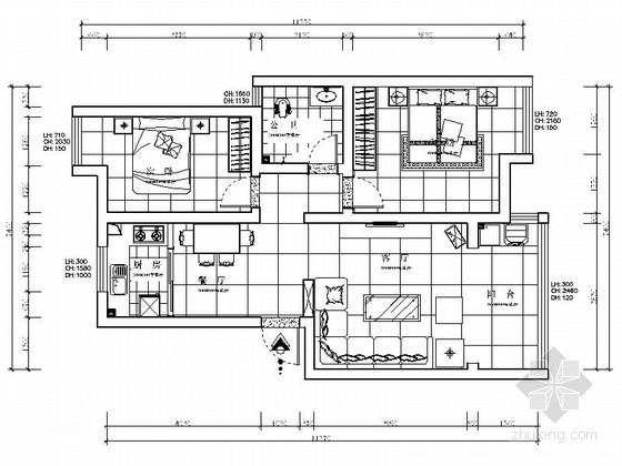 两室两厅设计说明资料下载-[常德]花园洋房现代简约两居室设计装修图（含效果）