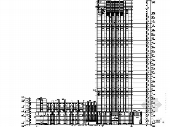 [江苏]25层现代风格行政办公楼单体建筑施工图（知名设计院）-25层现代风格行政办公楼单体建筑立面图