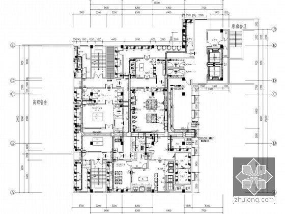 小高层学校食堂餐饮楼空调通风系统设计施工图-2层排风平面布置图