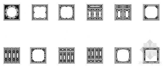 cad古门窗资料下载-一些古建筑门窗图块