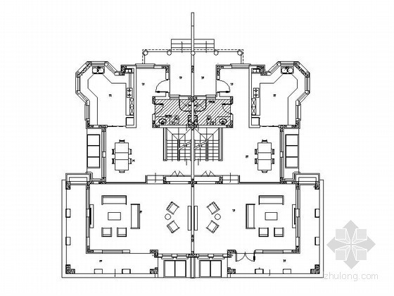 CAD三层中式双拼别墅资料下载-某三层高档双拼别墅户型平面图
