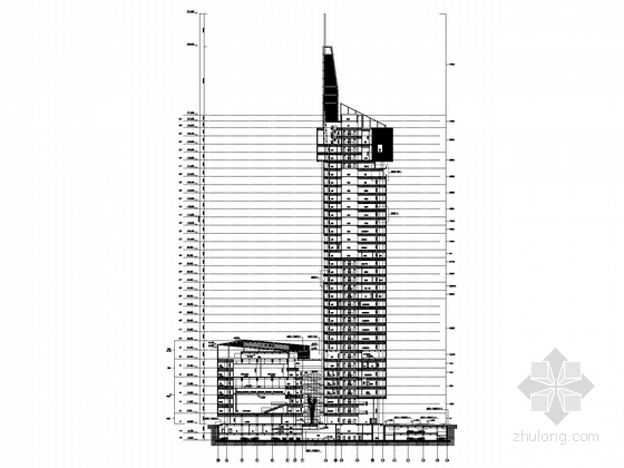 [江苏]37层企业办公楼建筑施工图（上海知名公司设计）-剖面图