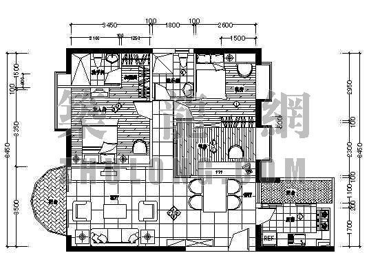 两室两厅两卫平面图资料下载-家装设计方案5（两室两厅两卫）