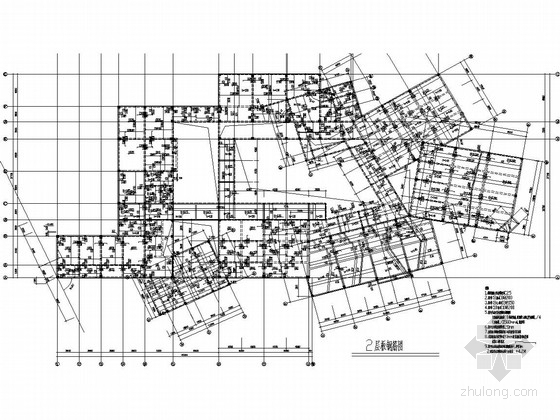 两层框架结构陶瓷创作基地施工图（含建筑图）-2层板钢筋图 