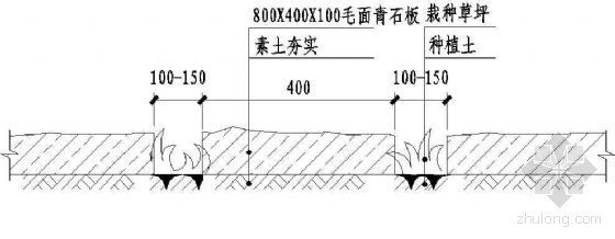 圆形汀步断面结构图资料下载-青石汀步断面图