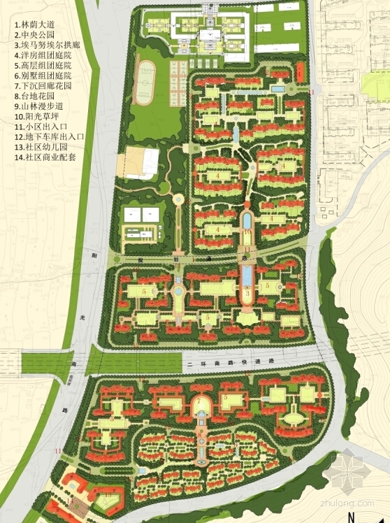 [山东]欧式风格高端住宅区规划设计方案文本（2个地块）-欧式风格高端住宅区规划设计总平面图