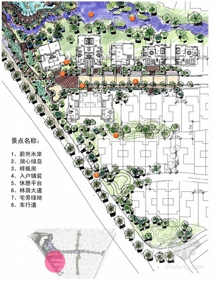 [广东]西班牙风情居住区景观规划设计方案-分区平面图 