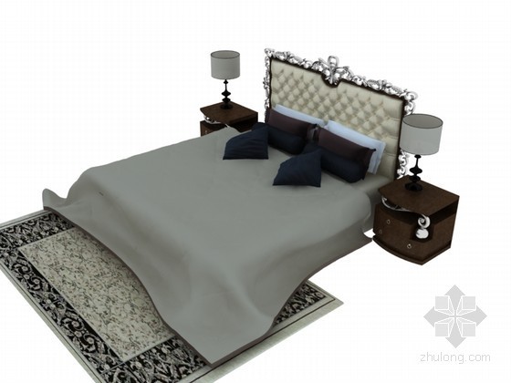欧式床家具资料下载-欧式床3D模型下载