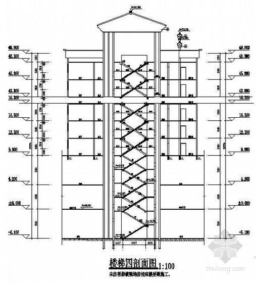 住宅楼构造节点详图资料下载-[重庆]15层住宅楼楼梯节点详图