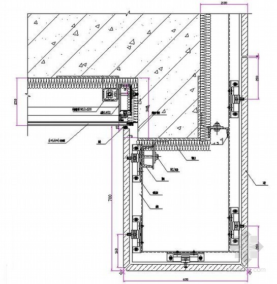 外墙石材阴角收口资料下载-玻璃幕墙与石材幕墙收口横剖节点详图1