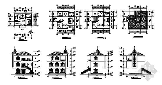 农村某三层别墅建筑设计方案图-4