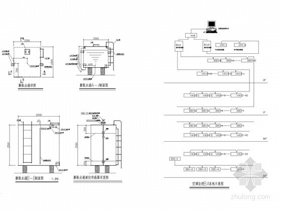 [广东]建材商贸城空调系统设计施工图（CAV系统 VAV系统）-空调自控及膨胀水箱大样 
