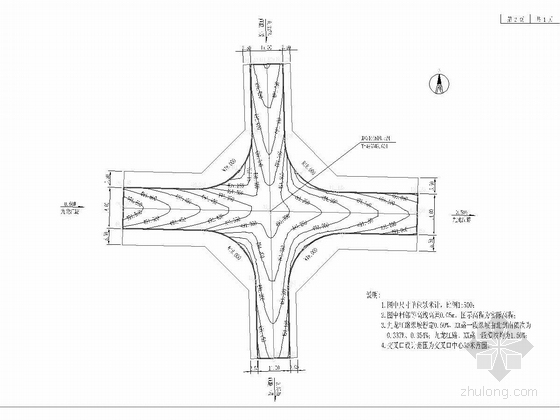 工业区道路施工图全套61张新规范（含交通 雨污水 照明）-一段交叉口竖向设计