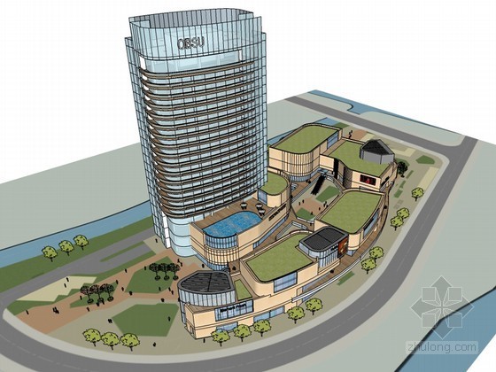 景观大型建筑模型资料下载-大型商业建筑SketchUp模型下载