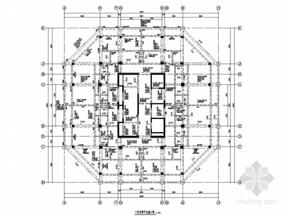 [云南]15层框架核心筒结构业务综合楼结构施工图-十四层梁平法施工图 