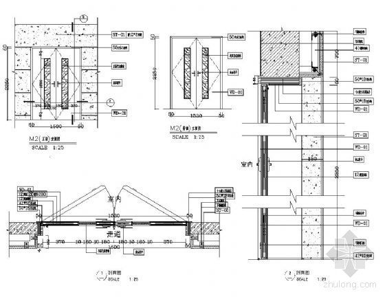 玻璃门节点图纸资料下载-酒店艺术双开玻璃门详图