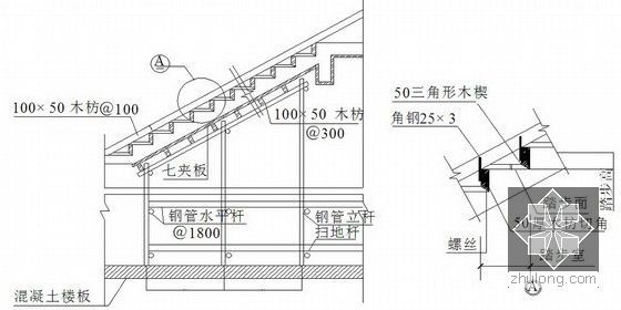 [青岛]地铁三柱四跨双岛四线同台换乘车站施工组织设计（中铁）-楼梯模板支设示意图