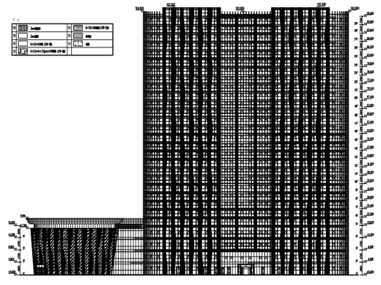 [山东]客运站商业配套框剪大楼幕墙专项施工方案-4南立面图