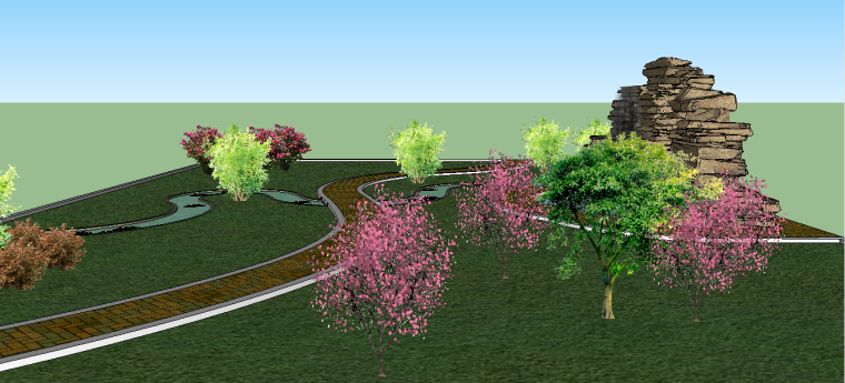 休闲步道景观设计资料下载-小休闲庭院景观设计模型下载