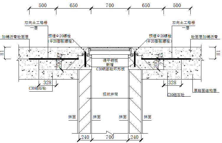 创金杯奖市政大道拓宽改造工程施工组织设计302页（天桥通道辅道，管涵景观照明）-道路路面加罩沥青混凝土井口升井