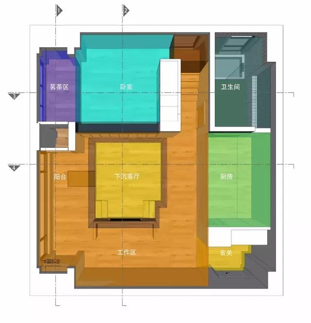 巧用下沉式设计，60㎡单层小宅也能装出200㎡的超大Loft_43