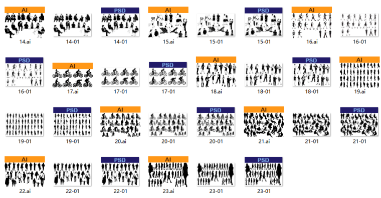 分析图人物大全，人物剪影（psd，ai格式）_5