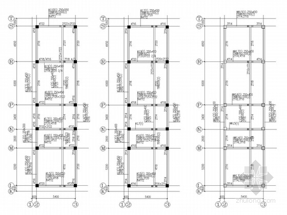 三层混凝土厂房施工图资料下载-三层框架生产车间厂房结构施工图