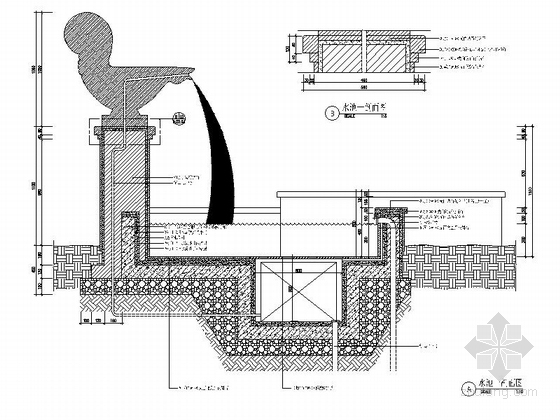 [成都]简约住宅周边景观设计施工图-水池施工详图