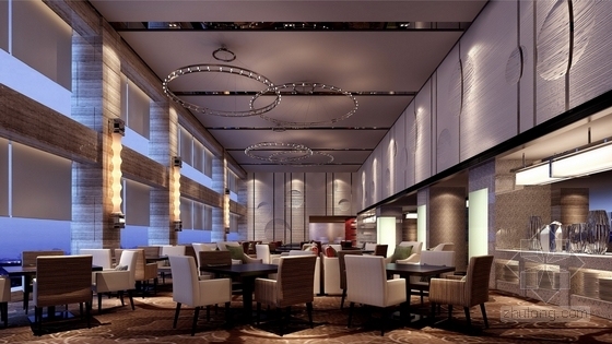 [厦门]白鹭洲风景区中外合资五星级豪华酒店设计装修施工图（含方案）全日餐厅效果图
