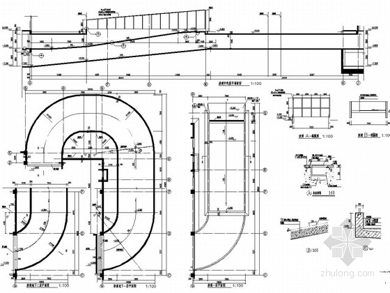 汽车坡道结构设计教程资料下载-地下两层车库汽车坡道结构图
