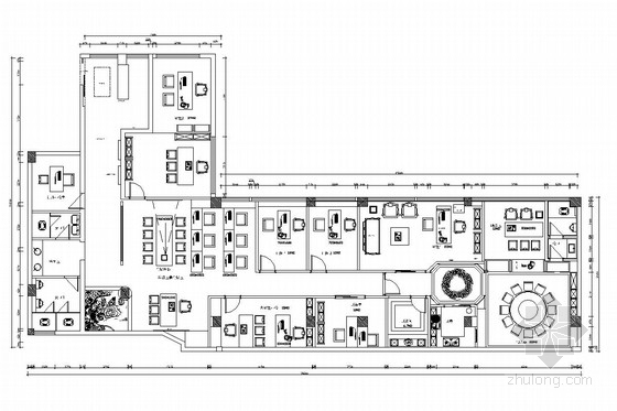 一层办公室建筑结构图资料下载-优雅中式风格办公室设计装修图（含效果图）