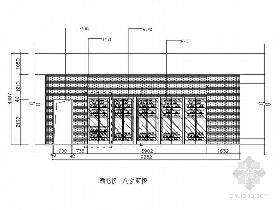 [江苏]质朴悠闲又宁静的西餐厅室内施工图（含汇报方案）-质朴悠闲又宁静的西餐厅室内施工图（含汇报方案）立面图