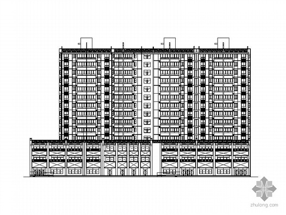 高层三户型屋顶层平面图资料下载-某十三层商住楼建筑施工图