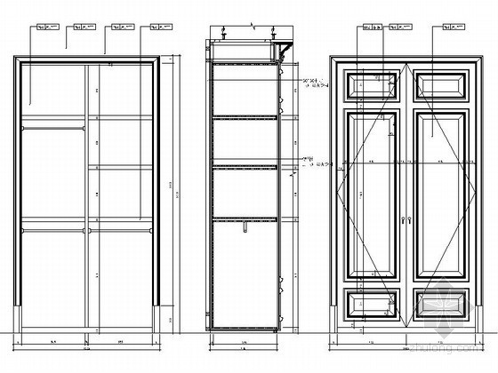 家装大样图CAD资料下载-多款实木衣柜门大样图