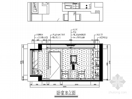 知名地产单身公寓现代一居室装修施工图立面图