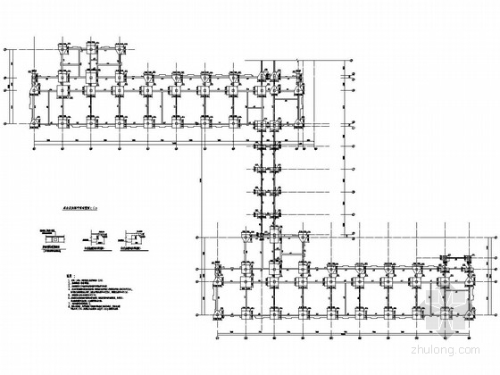 [江苏]五层框架结构职业学院教学楼结构图-承台及拉粱平面布置图 