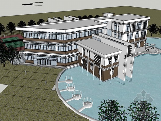 休闲别墅建筑模型资料下载-休闲建筑SketchUp模型下载