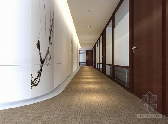 现代风格财务公司办公空间室内装修全套概念方案设计-财务公司办公空间室内装修全套概念方案设计走廊效果图