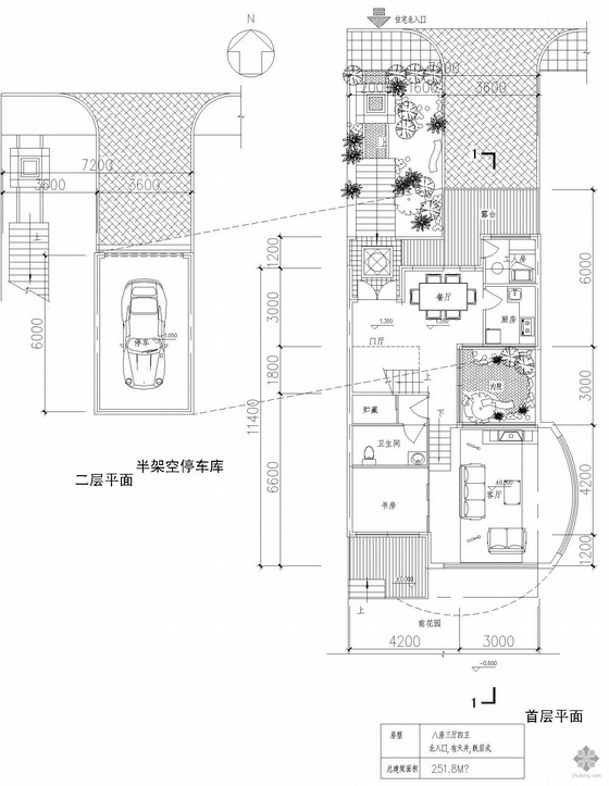 500平独栋别墅户型图资料下载-二层独栋别墅户型图(252)