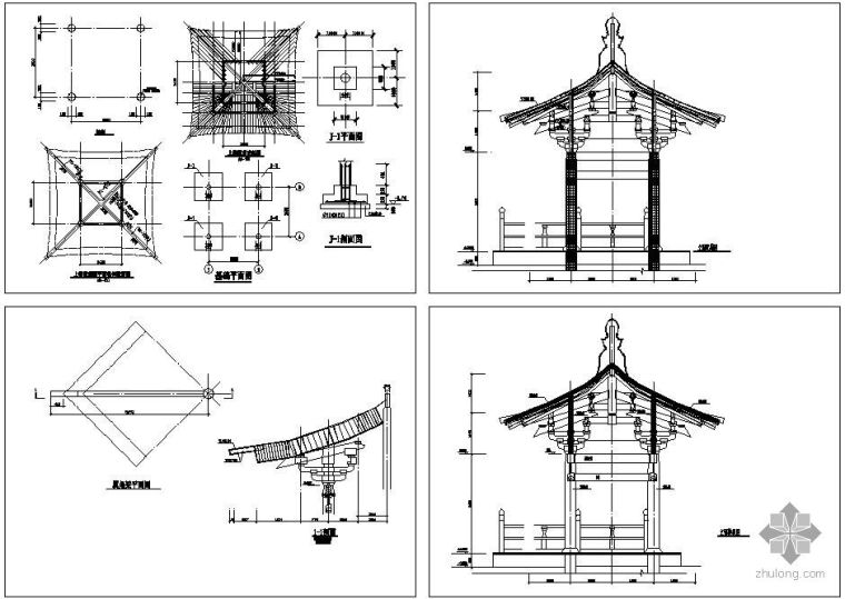 单悬臂设计图资料下载-某单檐亭子结构设计图