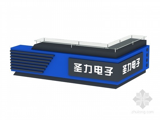 接待装修3d模型资料下载-L接待台3D模型下载