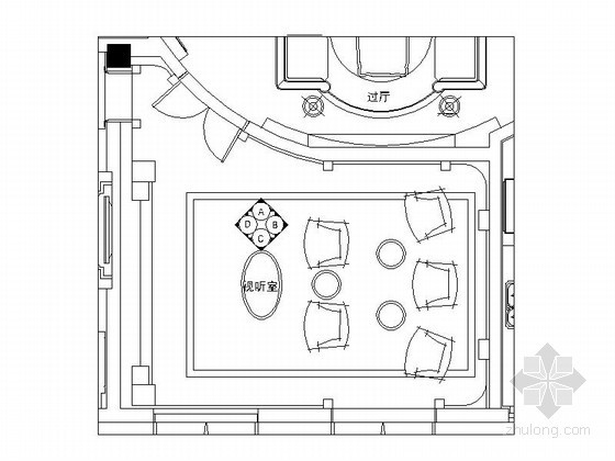 室内CAD欧式床立面图块资料下载-奢华别墅视听室设计立面图