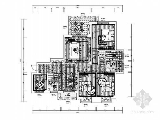 装饰装修工程四新的应用资料下载-现代四居室装饰装修图