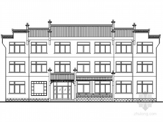 中式三层办公楼施工图资料下载-某三层中式办公楼建筑方案图