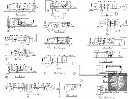 [江苏]大型文艺会展中心空调通风设计施工图(顶级设计院)-屋面空调系统剖面图