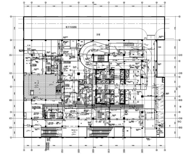 [深圳]202m卓越后海金融中心给排水消防喷淋系统全套施工图-地下一层给排水及消防平面图.jpg