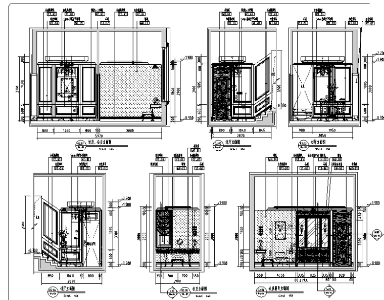 [广东]现代奢华风格别墅样板间设计施工图(附效果图+物料表）-过厅立面图